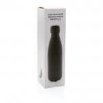 Botella grande de acero térmica color negro segunda vista con caja