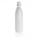 Botella grande de acero térmica color blanco vista con logo