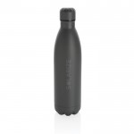 Botella de acero grande con función termo color gris oscuro vista con logo