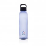 Botella de RPET ideal para el gimnasio con tapón de rosca 650ml color azul marino vista con logo