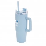 Vaso térmico de plástico reciclado con tapa de 3 posiciones 900ml color azul marino vista de impresión
