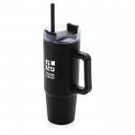 Vaso térmico de plástico reciclado con tapa de 3 posiciones 900ml color negro