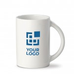 Taza de porcelana blanca con asa de medio circulo hecha en EU 300ml vista principal