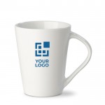 Taza impresa de porcelana blanca con asa triangular de 270ml vista principal