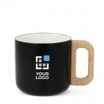 Taza de cerámica de doble pared con asa de apariencia bambú 330ml vista principal