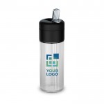 Botella de plástico con tapa negra y pajita incluida 500ml vista principal