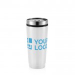 Vasos térmicos personalizados de acero con interior de PP 350ml Spot color blanco vista de impresión