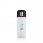 Termo reciclado de acero inoxidable con cierre seguro 300ml Eco Roiboos color blanco vista de impresión