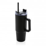 Vaso térmico de plástico reciclado con tapa de 3 posiciones 900ml color negro vista de impresión