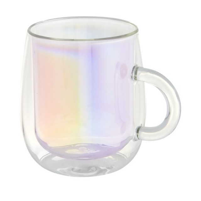 Taza de vidrio borosilicato con asa color multicolor segunda vista