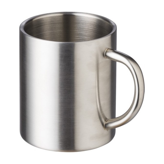 Taza termo metálica de acero con acabado plateado 300mml