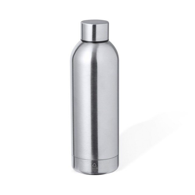 Botella de doble pared para merchandising plateada brillante 500ml