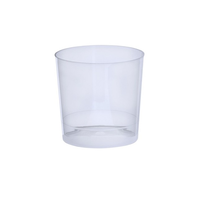 Vaso de plástico reutilizable bajo con acabado translúcido 330ml