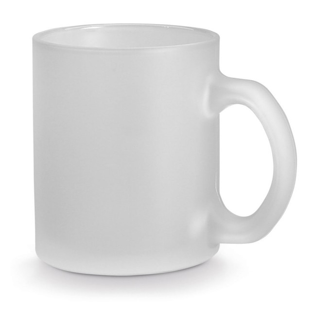 Tazas de vidrio esmerilado para empresa color blanco
