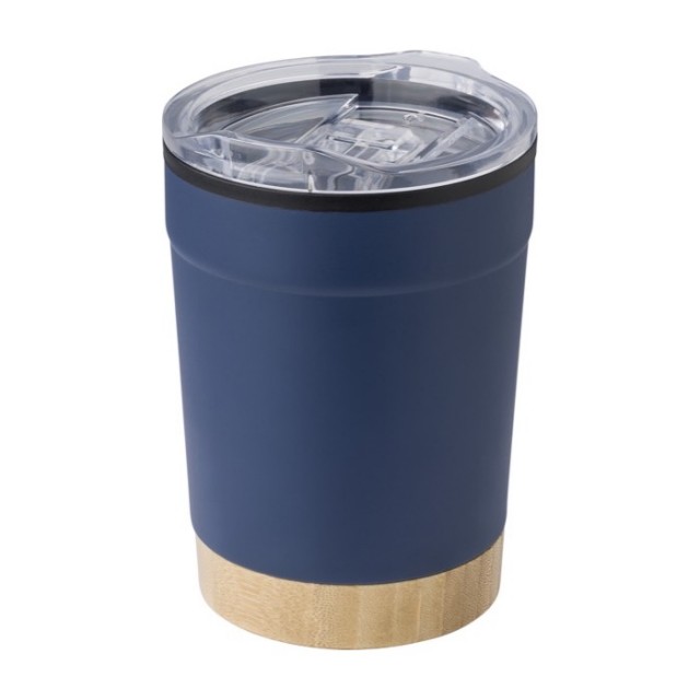 Taza térmica con base de bambú y tapa a presión 300ml