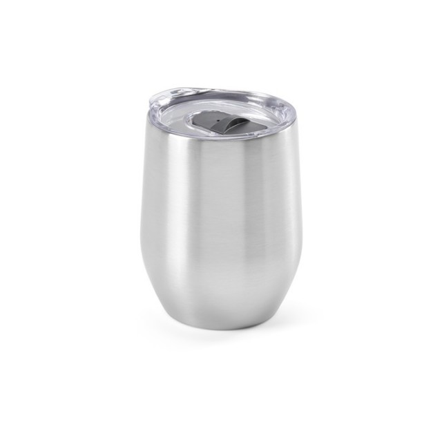 Vasos termo con logo de acero reciclado con apertura en tapa 310ml
