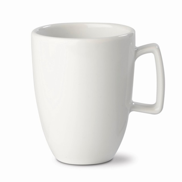 Taza de cerámica de color blanco con asa rectangular 230ml
