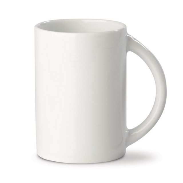 Taza de porcelana de color blanco para diseño circular 300ml