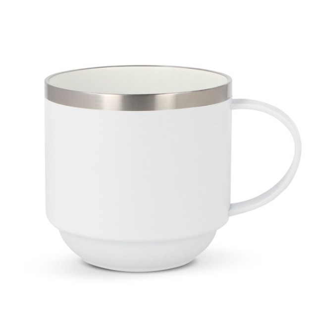 Tazas de cerámica apilable con borde de metalizado 300ml