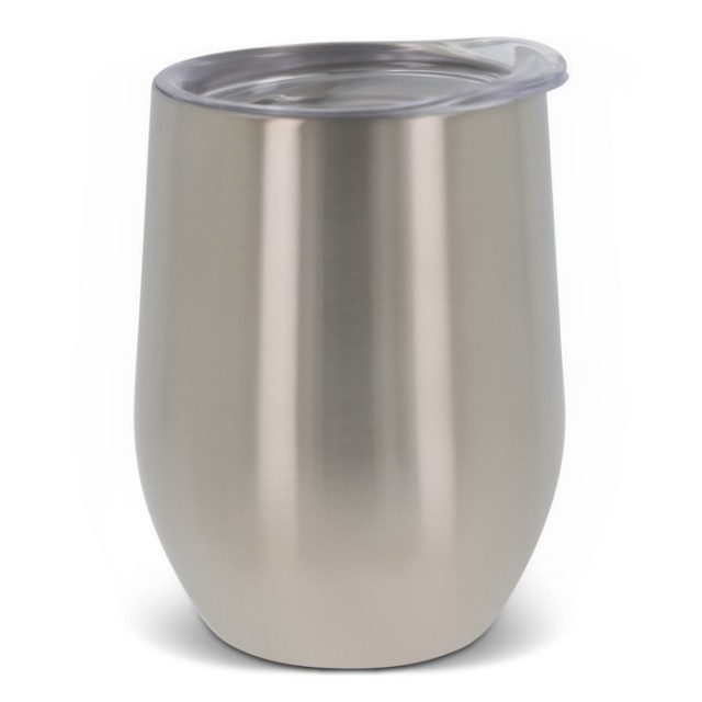 Vasos de acero inoxidable plateado con tapa transparente 300ml