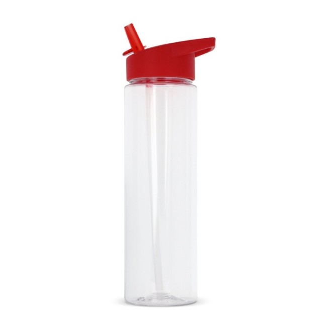 Botellas RPET transparente con tapa de pajita plegable a colores 600ml