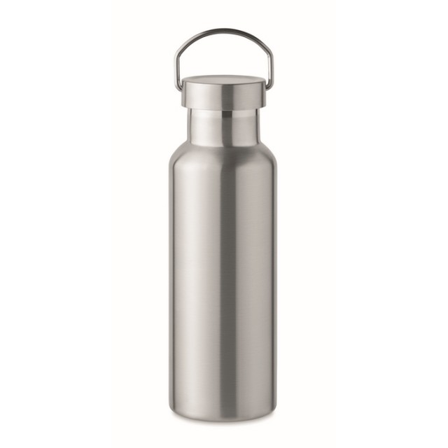 Botellas de acero reciclado con tapón antifugas y asa 500ml