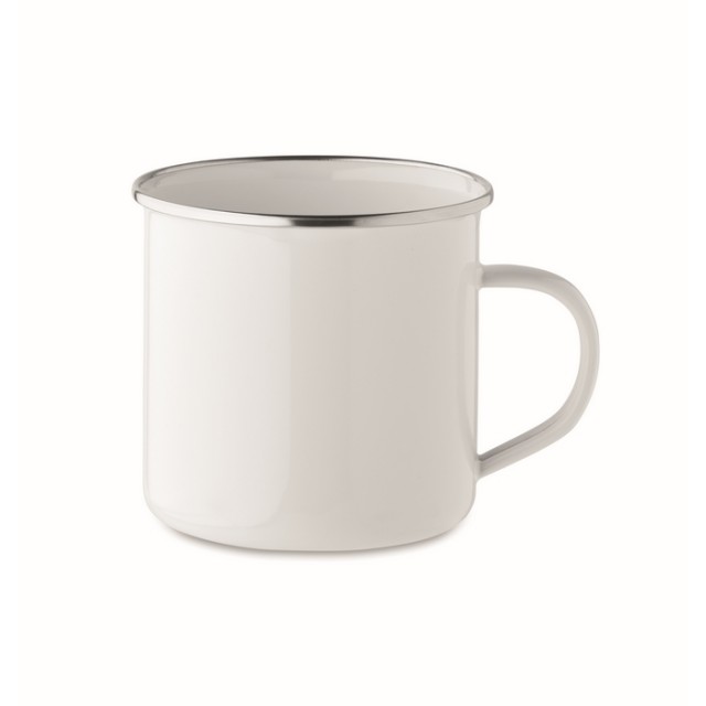 Tazas de estilo vintage blanca para sublimar con borde metálico 500ml
