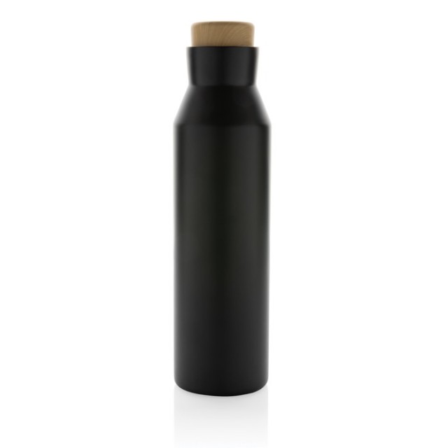 Botella térmica de acero con tapón de apariencia de madera 650ml