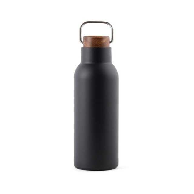 Botellas de acero reciclado con tapa de madera y asa 580ml