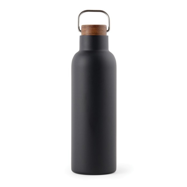 Botella ecológica de acero reciclado con tapa de madera y asa 800ml