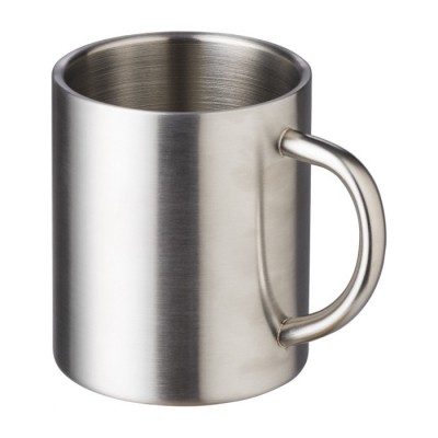 Taza termo metálica de acero con acabado plateado 300mml