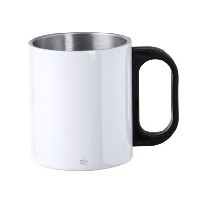 Tazas metálicas personalizadas de doble pared y asa de plástico 300ml