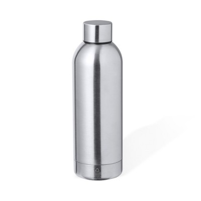 Botella de doble pared para merchandising plateada brillante 500ml