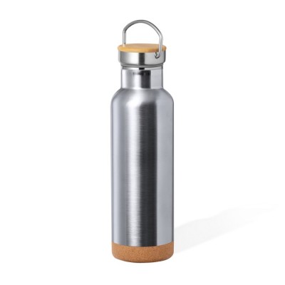 Botellas publicitarias de acero inoxidable con base de corcho 650ml