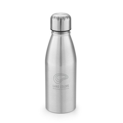 Botellas deportivas de aluminio color plateado mate con logo