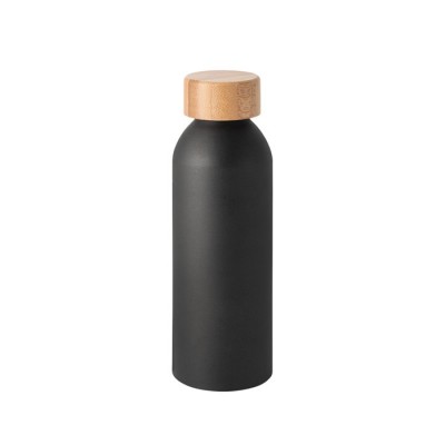 Botella de aluminio promocionales con tapa de bambú y colores mate 550ml