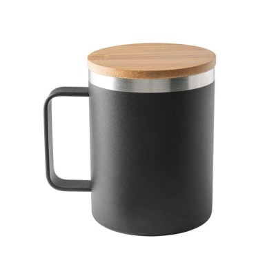 Tazas térmicas de acero inoxidable reciclado con tapa y asa 420ml