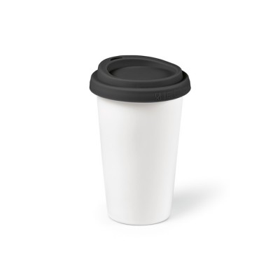 Tazas take away de cerámica blanca con tapa de colores 290ml