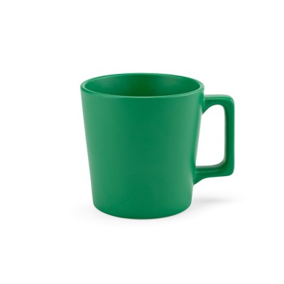 Tazas de cerámicas promocionales con acabado mate y asa cuadrada 310ml