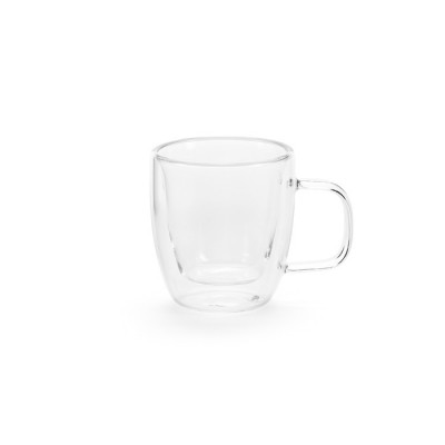 Tazas de vidrio de borosilicato promocionales con asa cuadrada 50ml