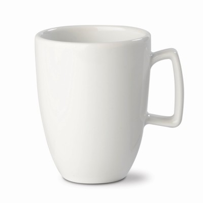 Taza de cerámica de color blanco con asa rectangular 230ml