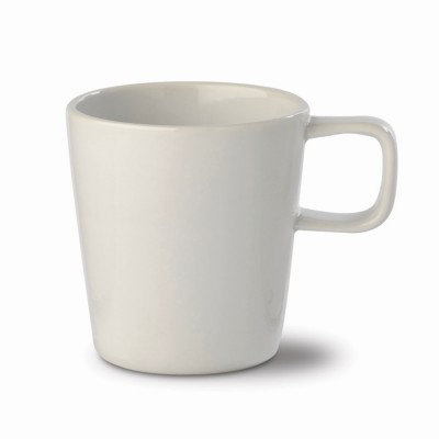 Taza de cerámica de color blanco con asa pequeña y cuadrada 180ml