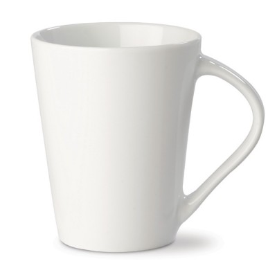 Taza con logotipo de porcelana blanca con asa triangular 270ml
