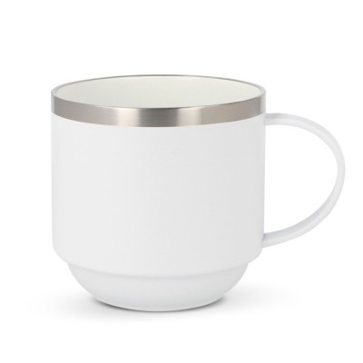 Tazas de cerámica apilable con borde de metalizado 300ml