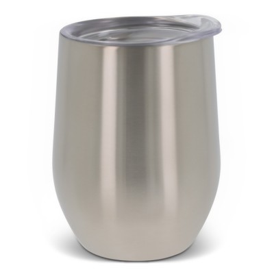 Vasos de acero inoxidable plateado con tapa transparente 300ml