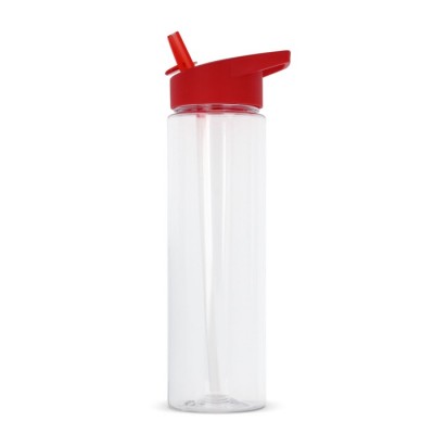 Botellas RPET transparente con tapa de pajita plegable a colores 600ml