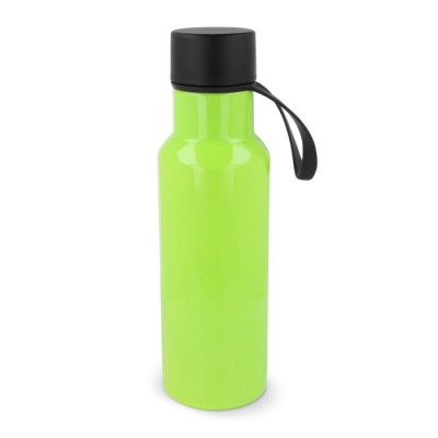 Botellas RPET de color con asa de goma para transporte 600ml