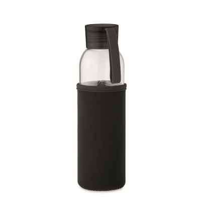 Botella de cristal con funda protectora y tapón con asa 500ml