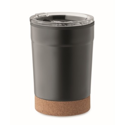 Vaso de acero inoxidable takeaway con tapa y base de corcho 300ml