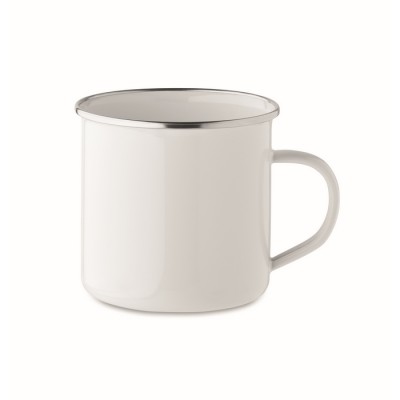 Tazas de estilo vintage blanca para sublimar con borde metálico 500ml